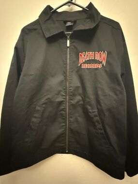 Death Row Records Black Zip-Up Twill Jacket